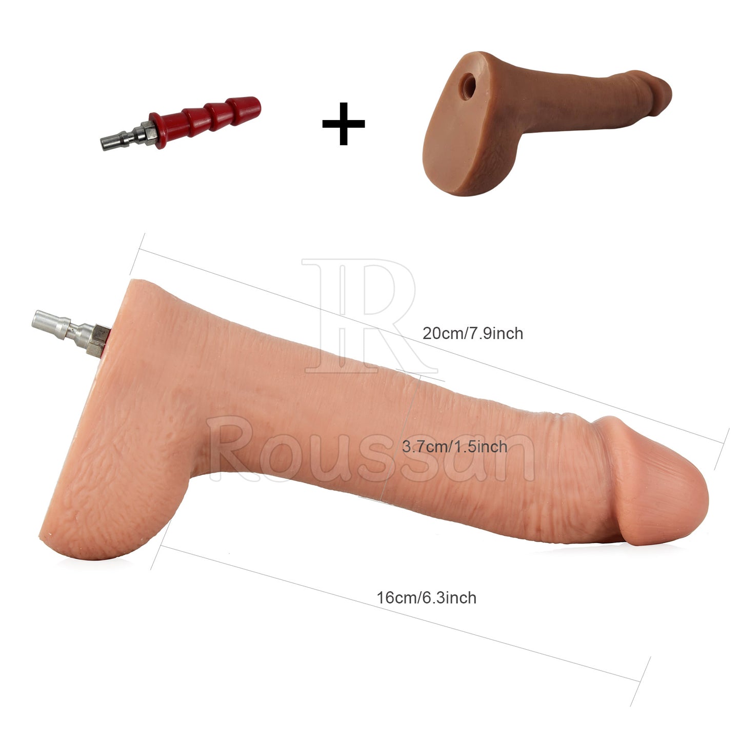 7.9inch Flesh Coloured Realistic Silicone Dildo, Free for Roussan Sex Machine RX-15