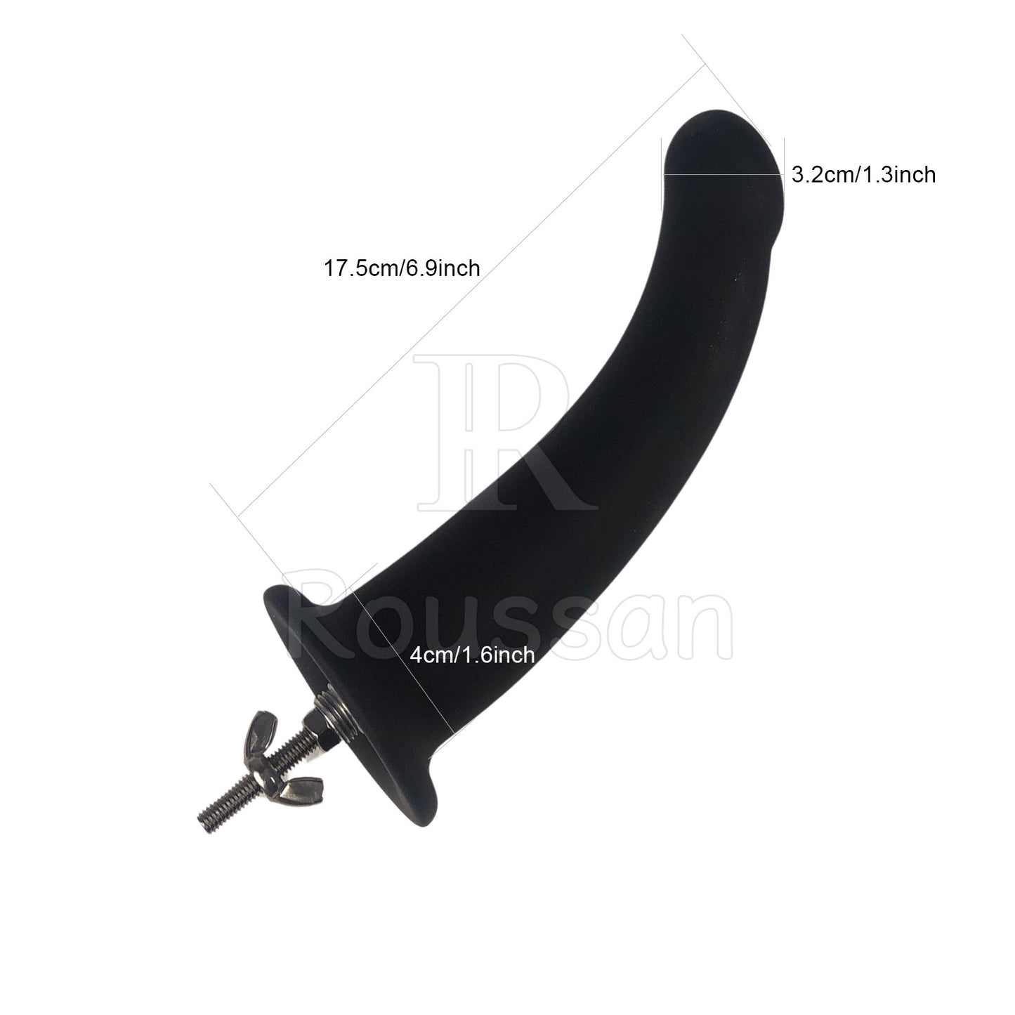 6.9inch Black Realistic Silicone Dildo, Free for Roussan Sex Machine Black Dragon & Black Evil Standard