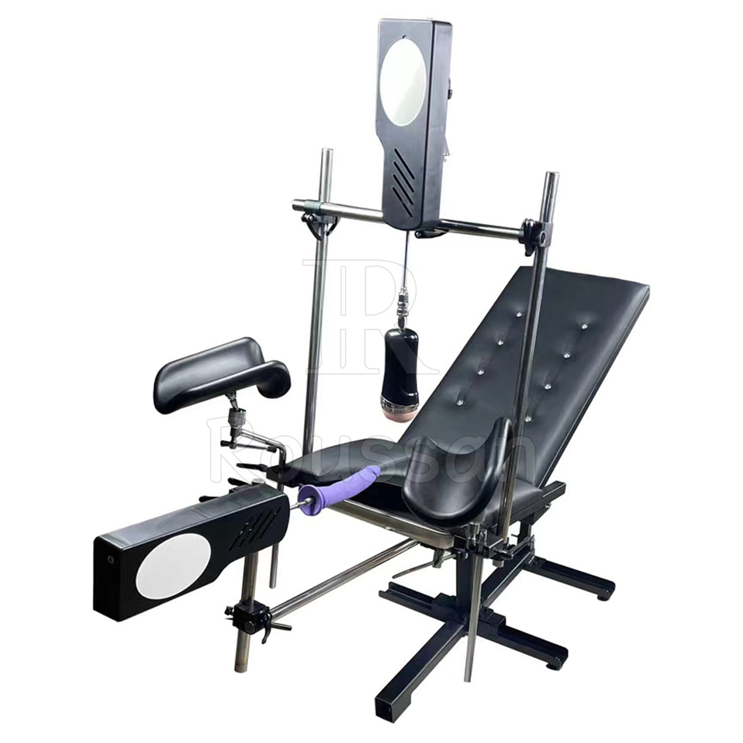 Obedience Chair with 2 Sex Machines, Half Reclined for Male, Pegging, Blowjob