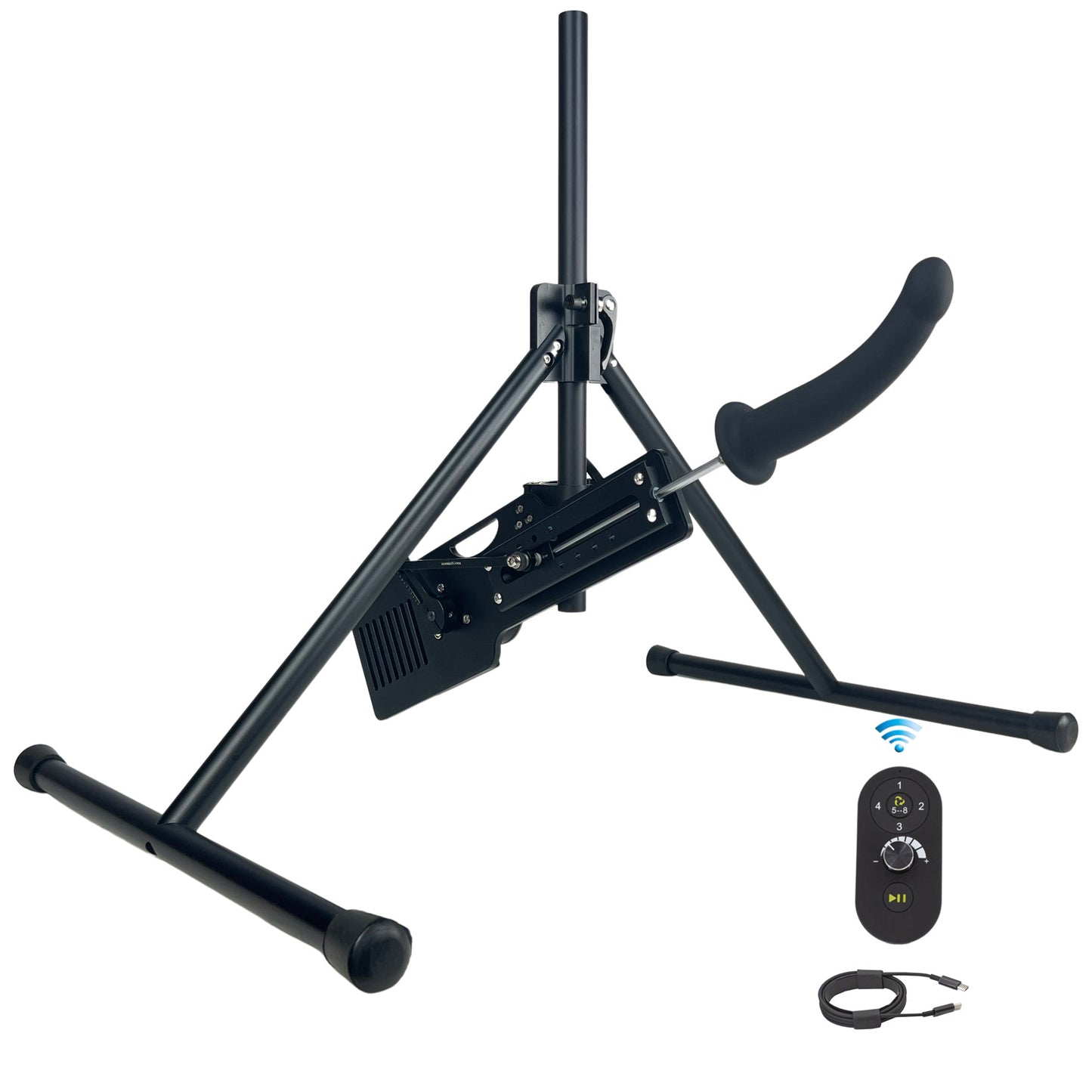 Roussan App Controlled Sex Machine Black Dragon with Wireless/Wired Control, 120-watt Motor, Silicone Dildo & Crystal Wand