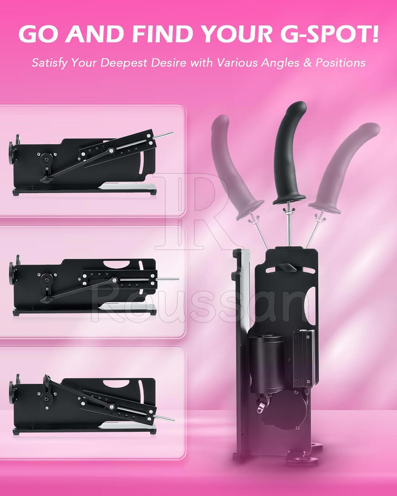 Roussan Multi-angle Sex Machine Devil with Wireless/Wired Control, 120-watt Motor, Silicone Dildo