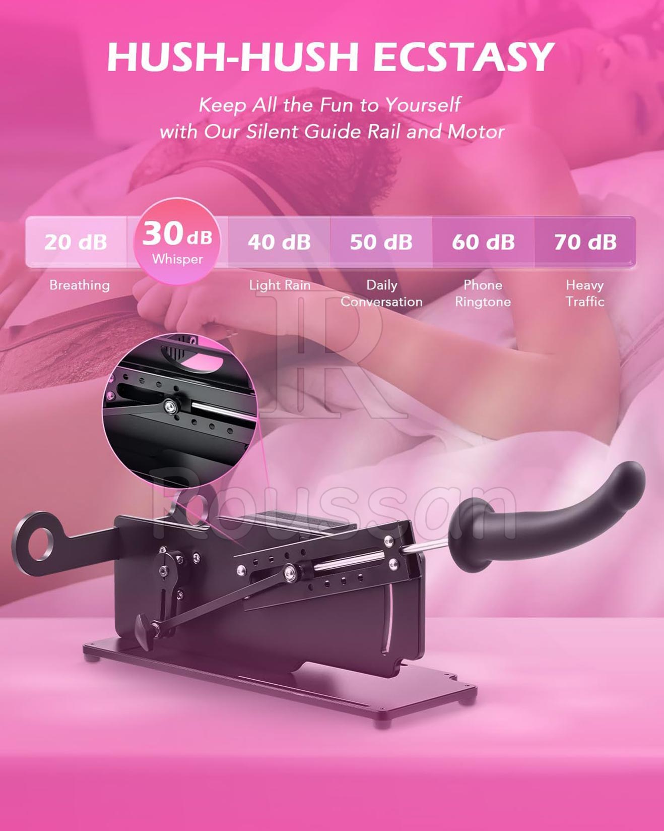 Roussan Multi-angle Sex Machine Devil with Wireless/Wired Control, 120-watt Motor, Silicone Dildo
