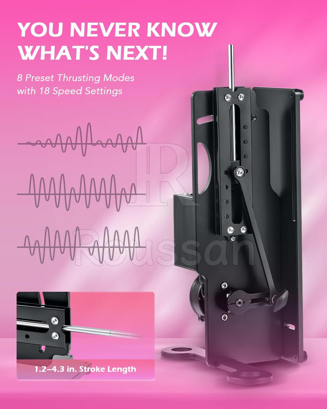 Roussan Multi-angle Sex Machine Devil with Wireless/Wired Control, 120-watt Motor, Silicone Dildo