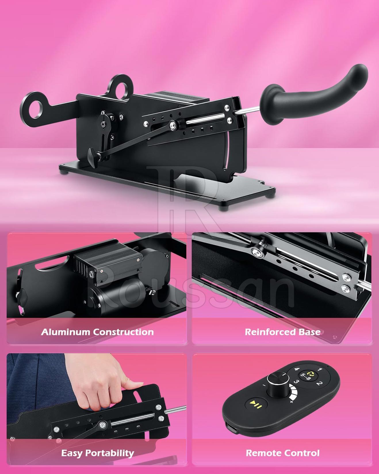 Roussan Multi-angle Sex Machine Devil with Wireless/Wired Control, 120-watt Motor, Silicone Dildo