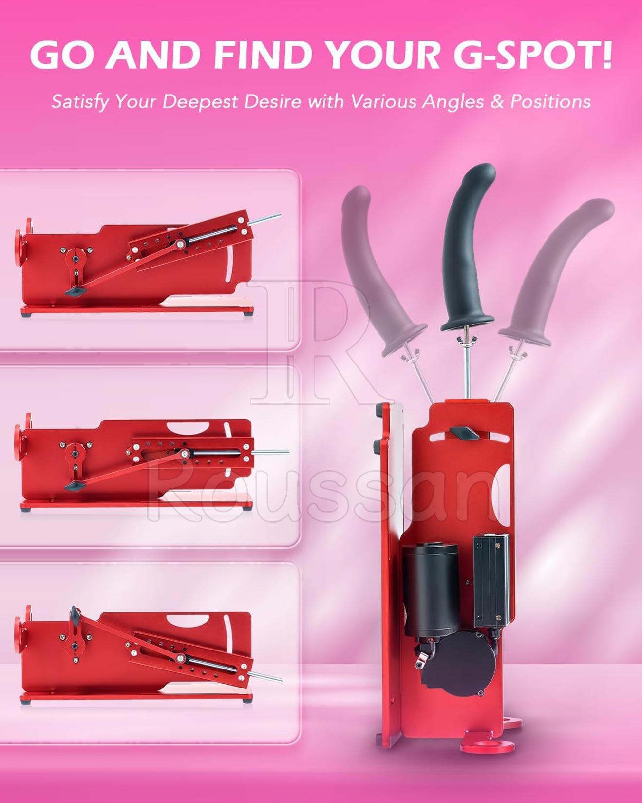 Roussan Multi-angle Sex Machine Devil with Wireless/Wired Control, 120-watt Motor, Silicone Dildo