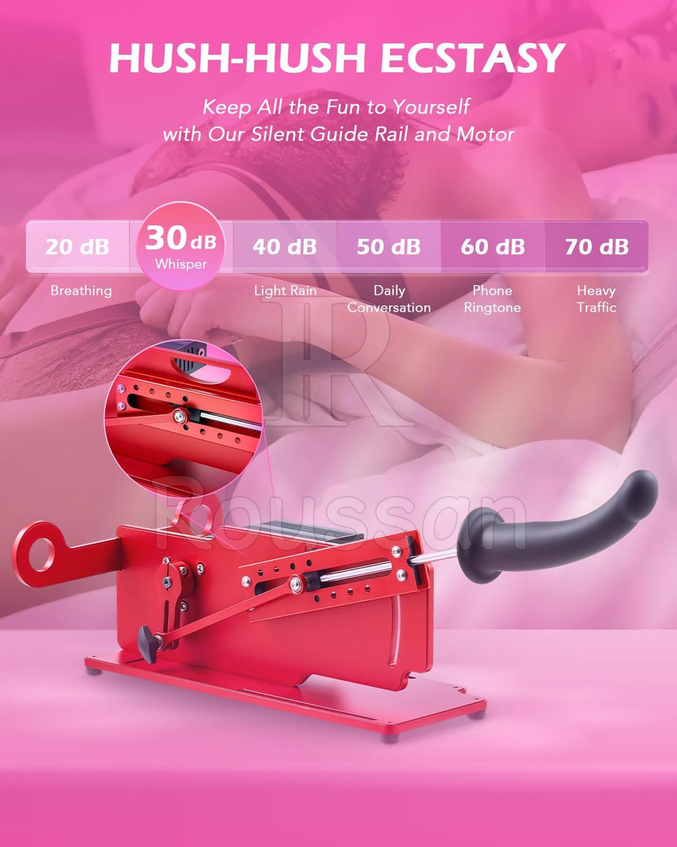 Roussan Multi-angle Sex Machine Devil with Wireless/Wired Control, 120-watt Motor, Silicone Dildo