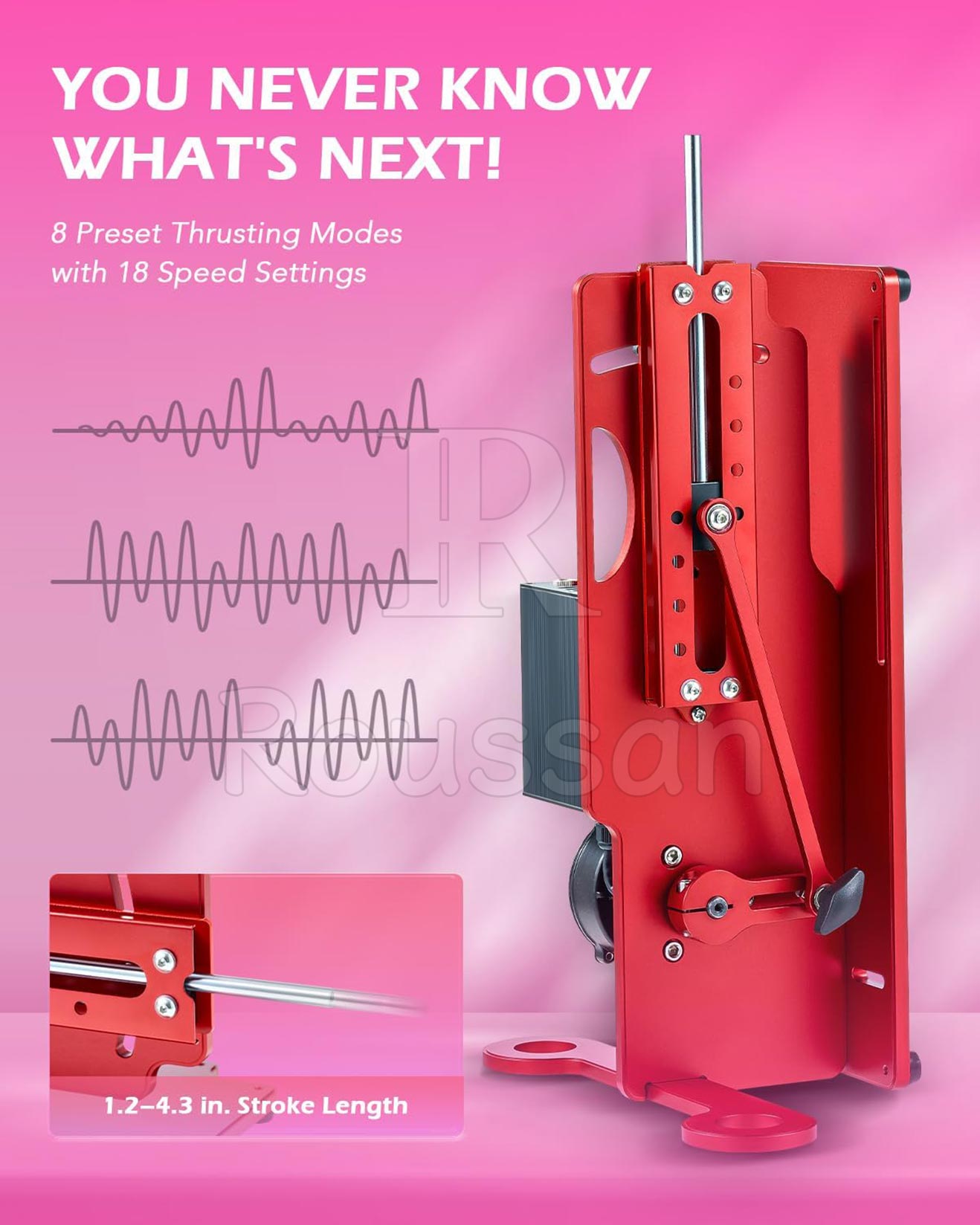 Roussan Multi-angle Sex Machine Devil with Wireless/Wired Control, 120-watt Motor, Silicone Dildo