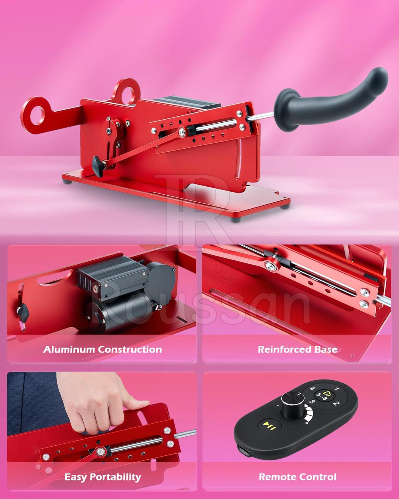 Roussan Multi-angle Sex Machine Devil with Wireless/Wired Control, 120-watt Motor, Silicone Dildo