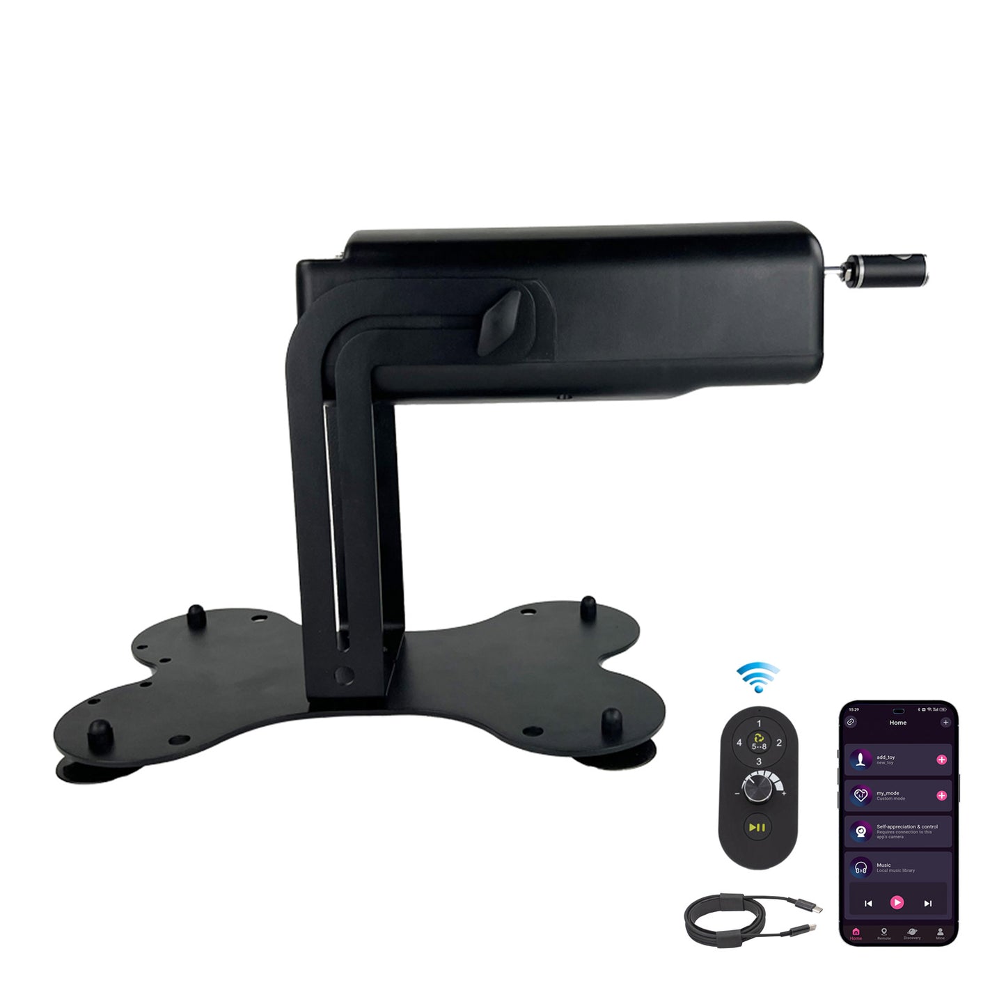 Roussan App Controlled Sex Machine RX-5 with Wireless/Wired Control, 70-watt Motor, Silicone Dildo & Crystal Wand
