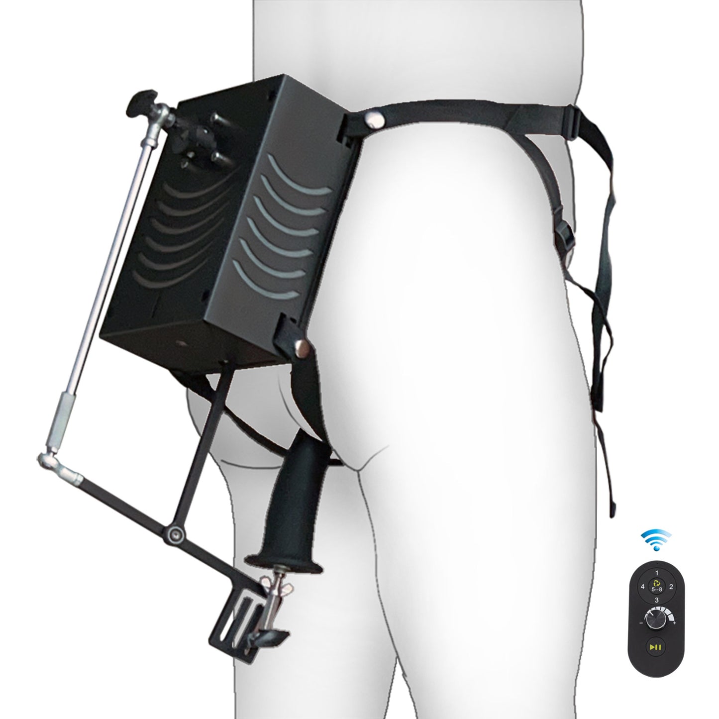 Roussan Wearable Thrusting Sex Machine with Wireless Control, 120-watt Motor, Silicone Dildo
