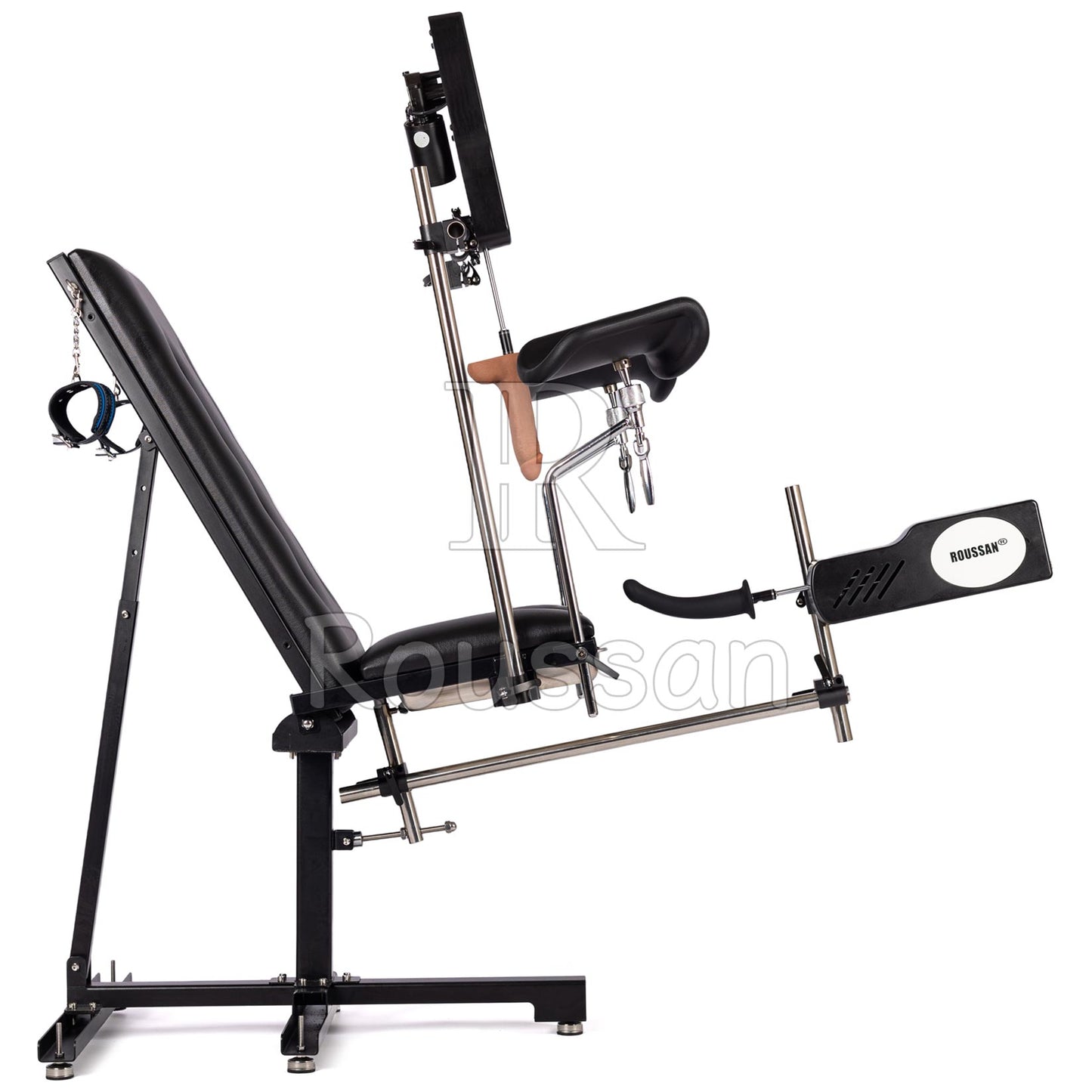 Obedience Chair with Roussan Wireless Control Sex Machine, 120-watt Motor, Silicone Dildo