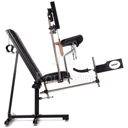 Obedience Chair with Roussan Wireless Control Sex Machine, 120-watt Motor, Silicone Dildo