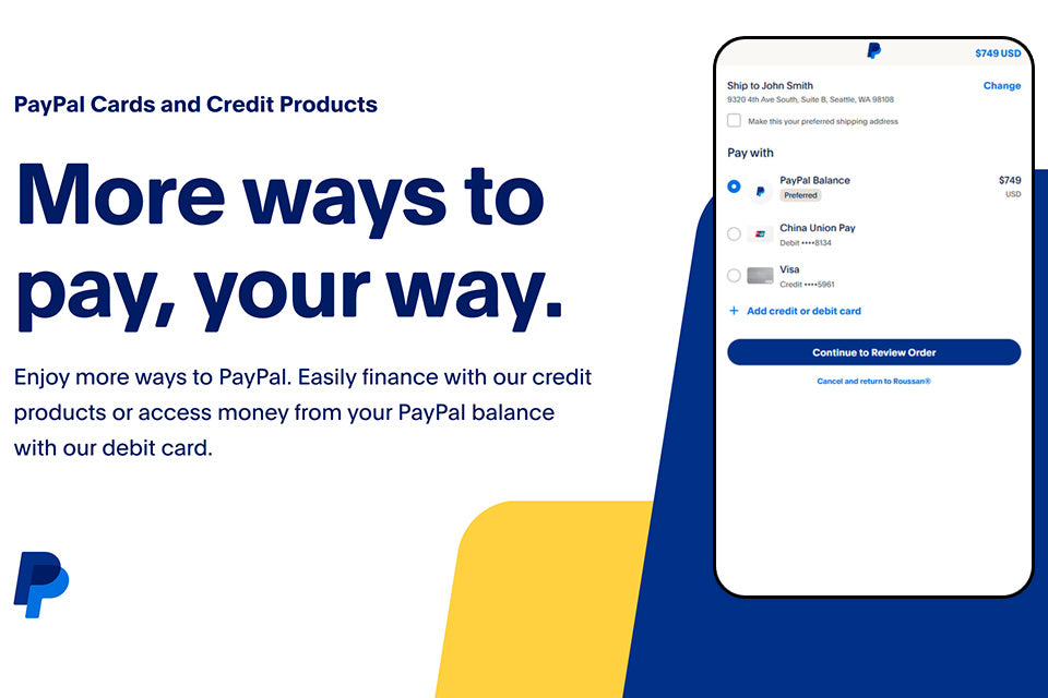 Pay with PayPal, More Ways to Pay