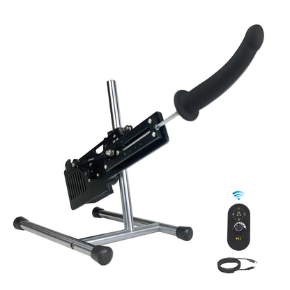 Roussan App Controlled Sex Machine Black Dragon with Wireless/Wired Control, 120-watt Motor, Silicone Dildo & Crystal Wand