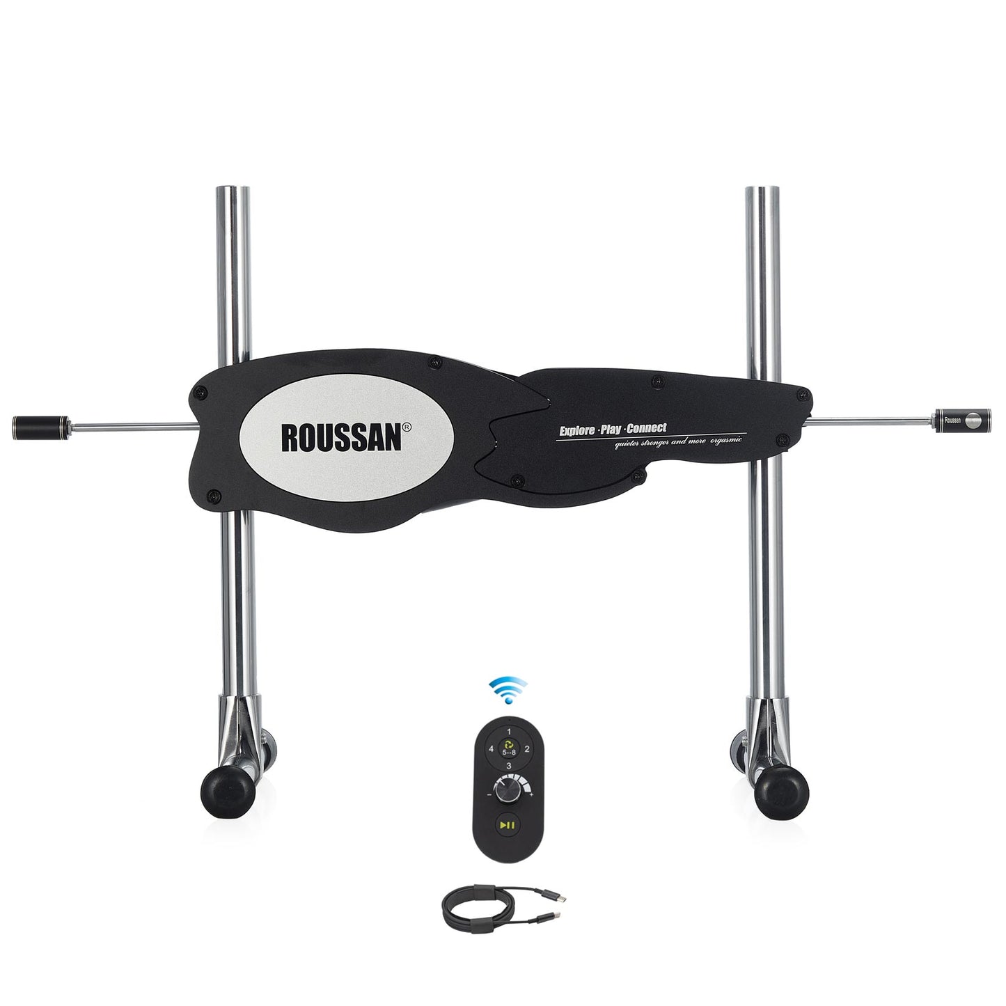 Roussan Dual-ended Sex Machine RX-15 | App/Wireless/Wired Control | 120-watt Motor | Silicone Dildo