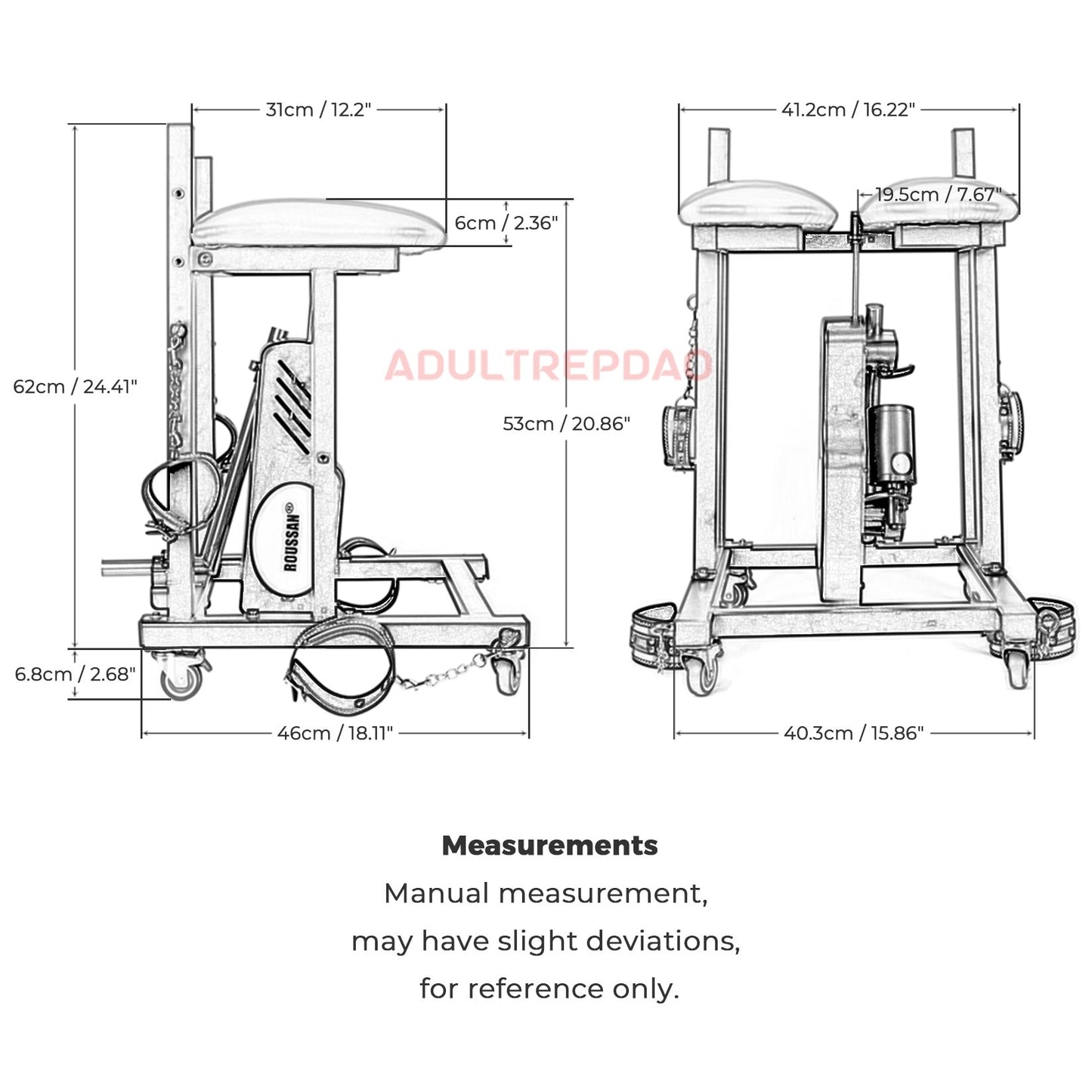 Slave Stool with Roussan Wireless Control Sex Machine | 120-watt Motor | Silicone Dildo