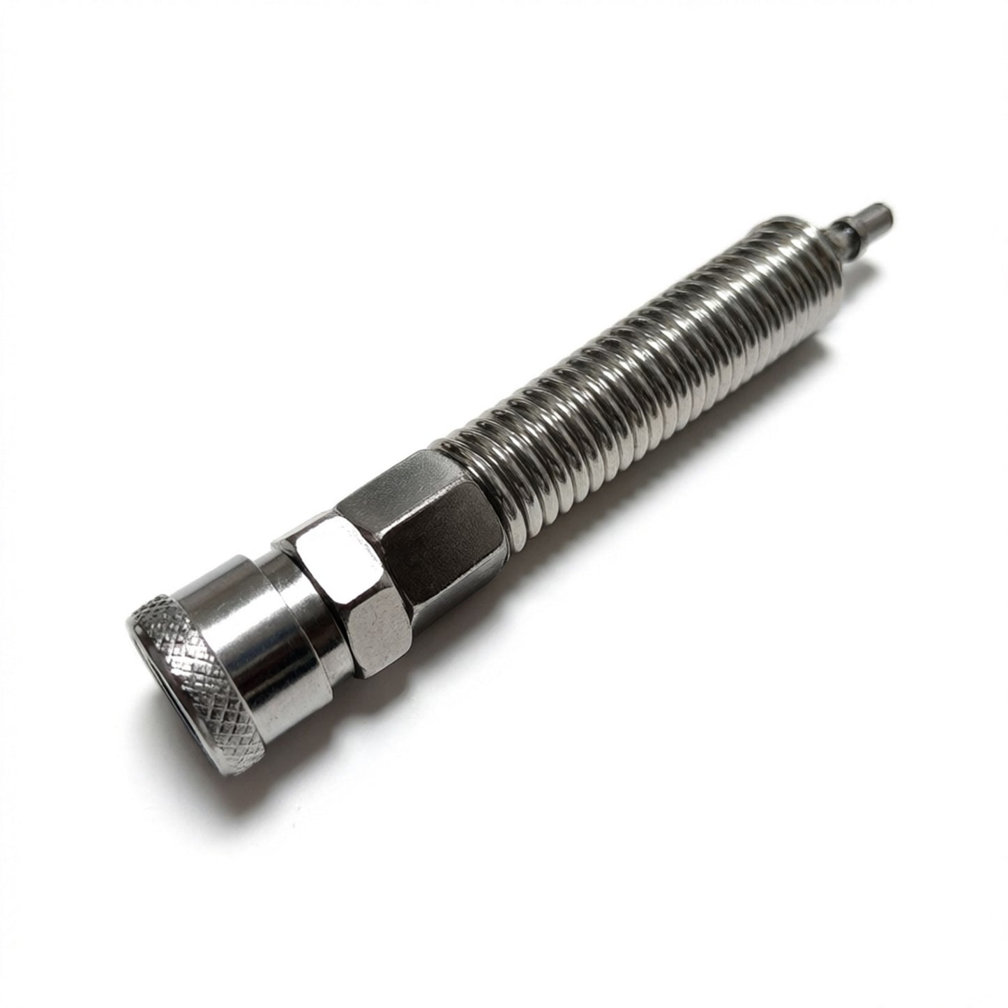 Flexible Spring Extension for Roussan Sex Machines | 4.53" Length | Aluminium & Stainless Steel | Anti-Rotation R-Lock System