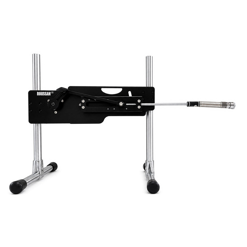 Flexible 4.53-inch spring extension with a quick-connect female connector, attached to Roussan Elves sex machine.