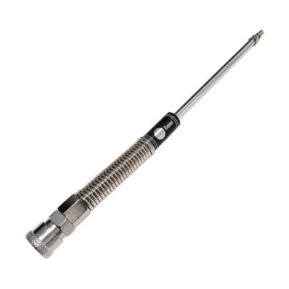 Flexible 4.53-inch spring extension with an quick-connect female connector, attached to a 7.48-inch rigid extension rod.