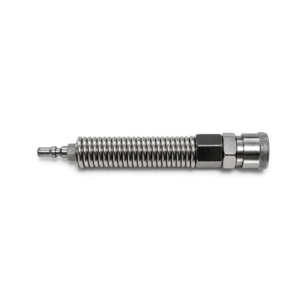 4.53-inch stainless steel flexible spring extension, featuring a quick-connect female connector.
