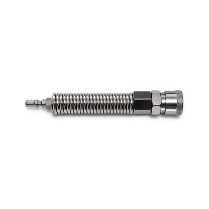 4.53-inch stainless steel flexible spring extension, featuring a quick-connect female connector.