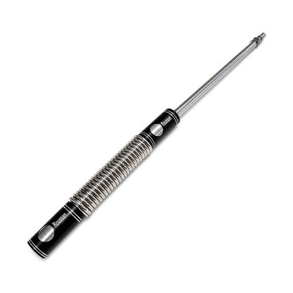Flexible 4.53-inch spring extension with R-Lock female connector, attached to 7.48-inch rigid extension rod.