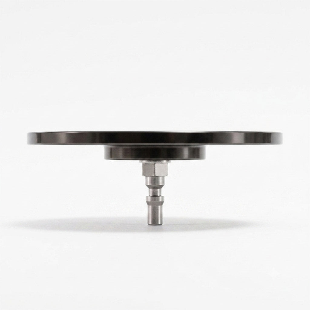 Side profile of metal suction cup adapter, showing the R-Lock mounting male connector.