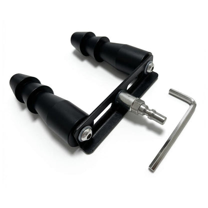 Vac-U-Lock doubler adapter with R-Lock connector, slotted bracket, and an included Allen key for gap adjustment.