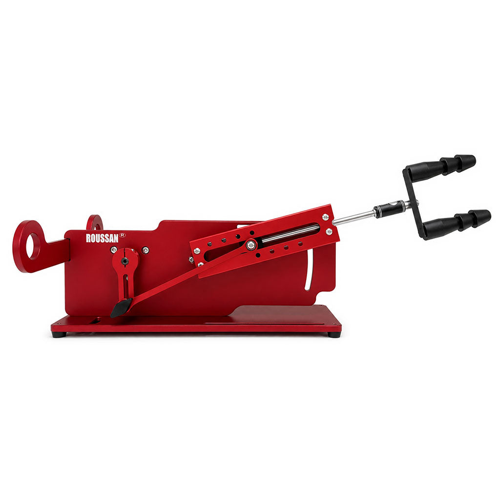 Vac-U-Lock doubler adapter mounted on Roussan Devil thrusting machine for double penetration.