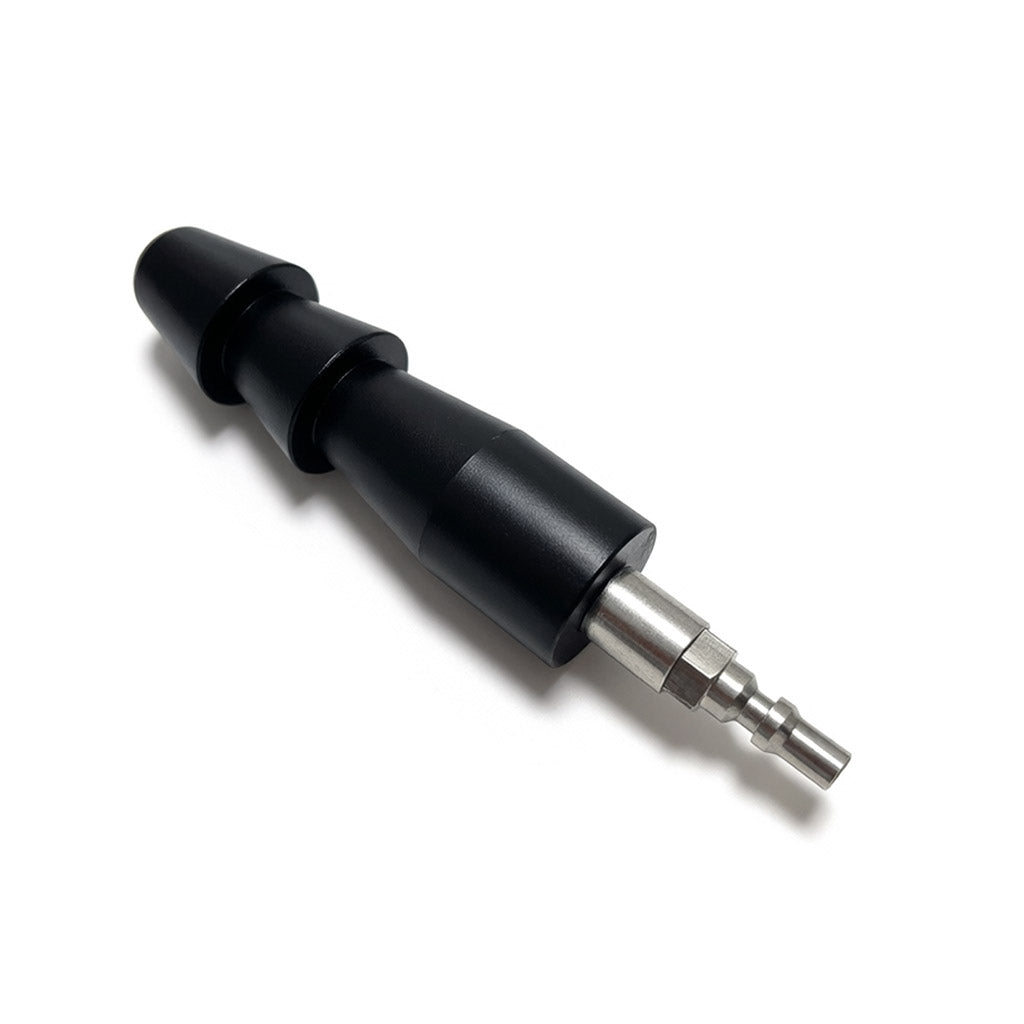 Close-up of Vac-U-Lock adapter R-Lock male connector, featuring an anti-rotation hexagonal nut-like base.