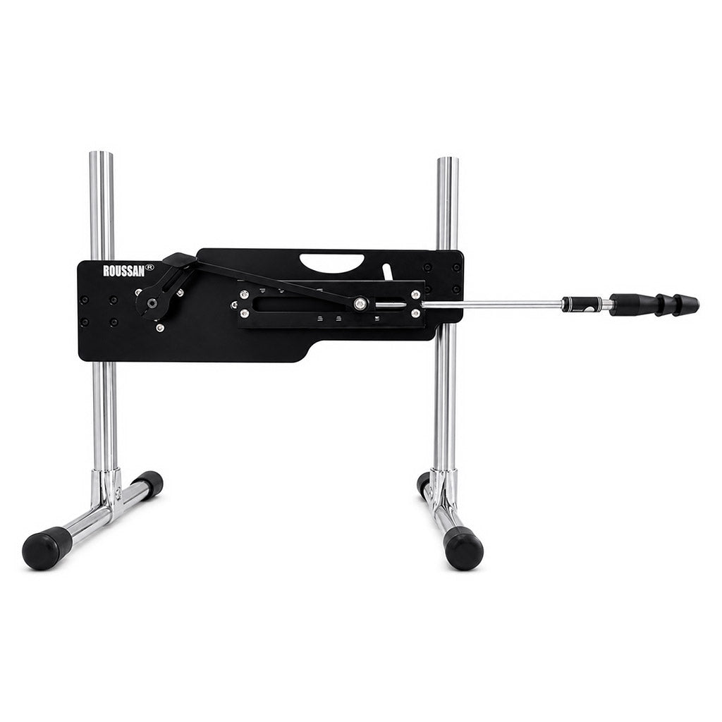 Vac-U-Lock adapter mounted on Roussan Elves  sex machine for use with Doc Johnson dildos.
